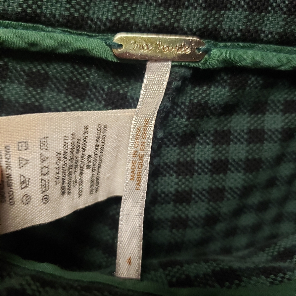 2/$20 Free People Green Plaid Pants size 4 - Picture 2 of 3